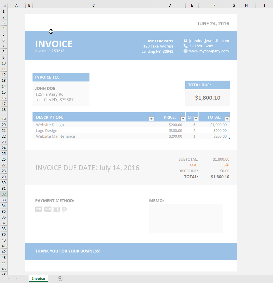 Invoice Template XLS - Simple Invoice Template Excel