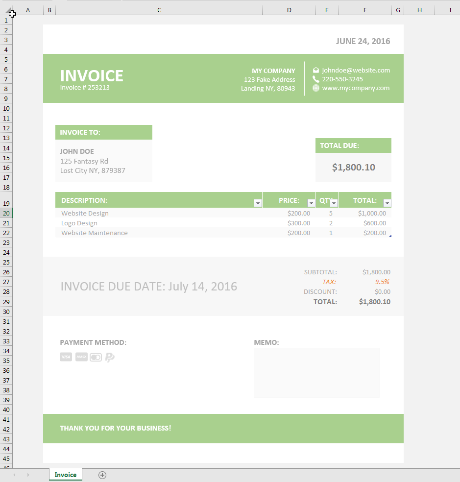 Excel Spreadsheet Invoice Template from spreadsheetnut.com